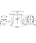 Technical drawing of Heavy Duty High Voltage DC Fuses for EV Chargers and Solar Arrays, 400 or 500 Amp ratings, dimensions included.