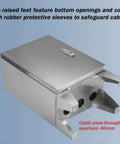 Heavy Duty Ground Mounted Electrical Junction Box In 304 Stainless Steel With Sturdy Bracket Weatherproof Outdoor Utility Chest Pre Drilled Ground Anchoring Legs For Easy Mounting And Flexible Spatial Layout, 40mm cable pass-through