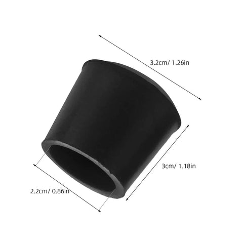 Non Slip Rubber Feet Caps For Ironing Board, 20 Pcs Replacement, black rubber cap with dimensions shown