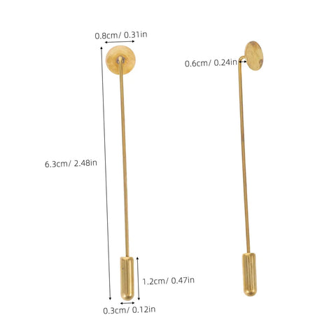 Awesome 50 Sets Copper Flat Round Blank Base Brooch Pins With Secure Safety Backs showing size details for DIY jewelry making.