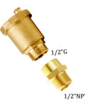 Joywayus brass automatic float valve kit with two fittings: 1/2 G vent valve and 1/2 in NPT adapter