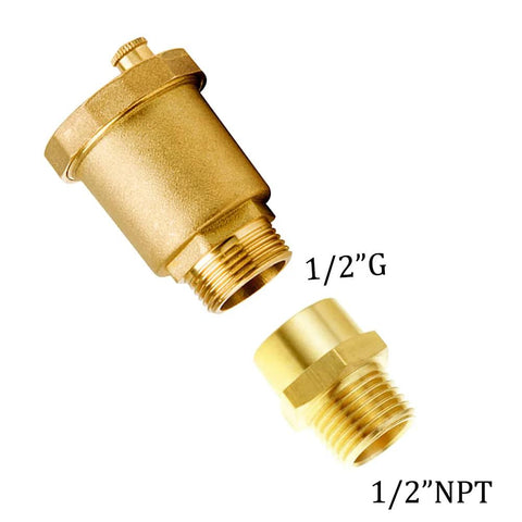 Joywayus brass automatic float valve kit with two fittings: 1/2 G vent valve and 1/2 in NPT adapter