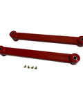 4-Piece Rear Upper And Lower Control Arm Kit With Adjustable Track Bar For 2005-2010 Ford Mustang 2-Door, Heavy-Duty HD Steel Suspension Upgrade For Improved Handling And Ride Quality, red steel arms with bushings and hardware