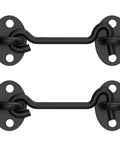 Heavy Duty Barn Door Latch And Lock Set Black Six Inch Hook And Eye Catch With Rust Proof Steel And Included Screws, shown from the front.
