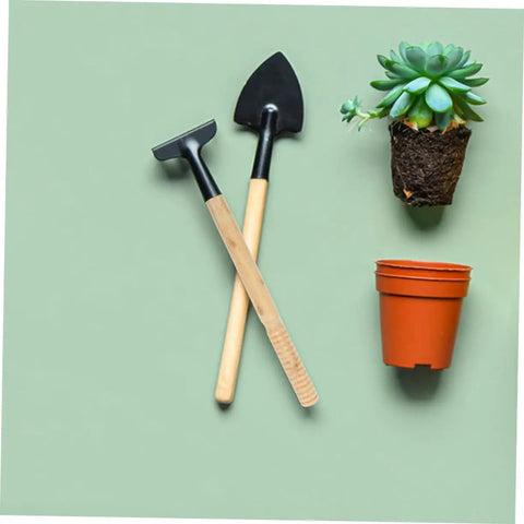 Durable Dope Wooden Garden Tool Handle Replacement For Shovel Spade Hoe Sickle Interchangeable Multipurpose Grip shown with tools