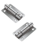 Two heavy duty 304 stainless steel spring door hinges, four hole design, ideal for cabinet use. Ten Piece Kit Heavy Duty 304 Stainless Steel Spring Door Hinges Four Hole Design Self Closing Workhorse Zero Hassle Setup Built Tough Hardware For Interior Cabinets And Gates.