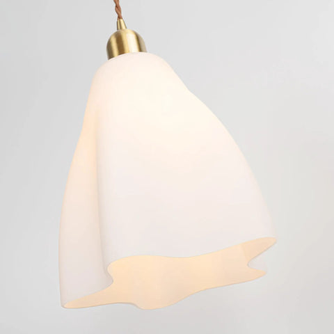 Kiven Instant Light Conversion Kit for 4/5/6inch Hole, 1-Light Glass Farmhouse pendant lamp with brass detail.