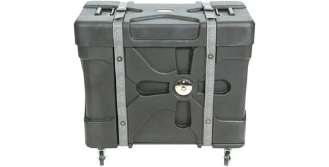 Badass Roto Molded Drum Hardware Case With Top Loading Access And Fold Down Cymbal Vault For Six Cymbals With Heavy Duty Straps