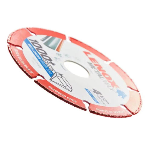 Side view of MetalMax 4 1/2 Inch Segmented Rim Diamond Cutting Wheel For Metal 7/8 Inch Arbor 13,200 Max RPM