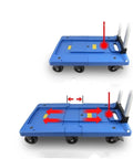 Heavy Duty Folding Push Cart And Portable Platform Wagon With Retractable Grip Handle For No Sweat Hauling Grocery Bags Toolboxes And Outdoor Gear In Black, showing the platform's adjustable features.