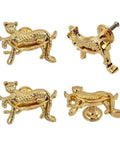 Gold Leopard Drawer Knobs 4 Piece Set For Dresser Cabinet Wardrobe Dope Animal Pulls Zinc Alloy Rust Resistant And Anti Corrosion 52mm 37mm 22mm Easy Install gold leopard knobs shown front and side