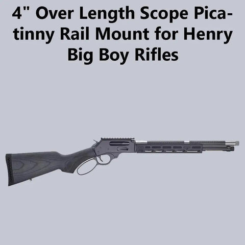 Four Inch Over Length Scope Picatinny Rail Mount For Henry Big Boy Rifles, Aircraft Grade Aluminum Construction, Matte Black
