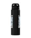 I Will Be In My Office Water Bottle For Cookin Lovers Chef Kitchen Funny Stainless Steel Insulated Bottle Dishwasher Safe Keeps Drinks Hot Or Cold All Day, black funny design view.