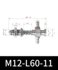 M12-11 Series Big Head Pneumatic Manipulator Rubber Sucker Silicone Industrial Vacuum Suction Cup Mount with dimensions.