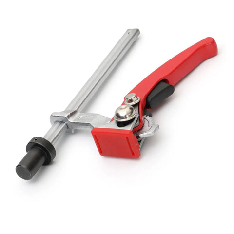Rugged Woodworking Clamp For Workbench Dog Hole And Versatile Table Vise, red handle, steel alloy, 16mm, quick adjustment feature