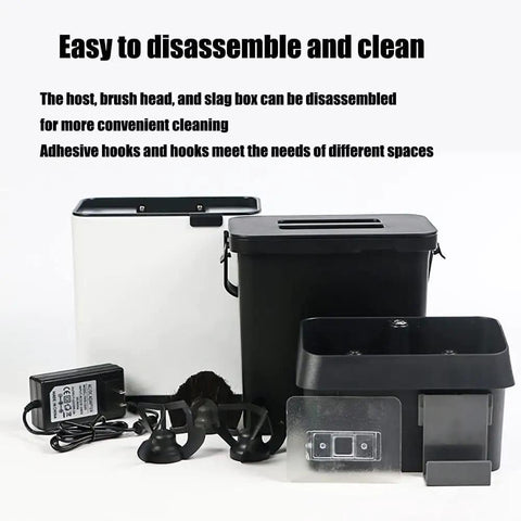 Legit Electric Portafilter Cleaner And Coffee Grounds Knock Box With 58mm Basket For Espresso Machines No Sweat Cleanup Barista Essential Daily Grind Saver disassembled parts and accessories layout
