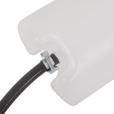 Close-up of the 1L auxiliary fuel tank's spout and black gas line connection, Auxiliary Fuel Tank 1L Ventilated For Small Engine