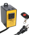 Wireless Remote Start Switch For Dust Collector 220V Starter Outlet with remote control and power cord visible
