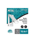MX1050W 1 Gang Weatherproof Universal Metal Flip Cover For Outdoor Boxes Vertical And Horizontal shown with packaging