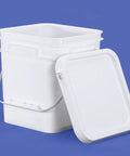 Empty Paint Pail And Food Storage Bucket 5L Lightweight All In One Versatile Container with open dust-proof lid on blue background.