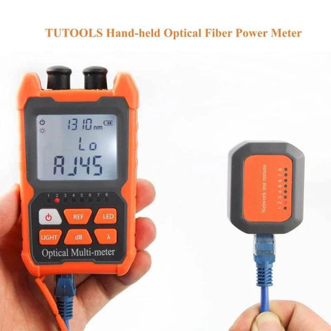 Go To Handheld Optical Fiber Power Meter And Fiber Optic Cable Tester For FC SC ST Universal Interfaces in use