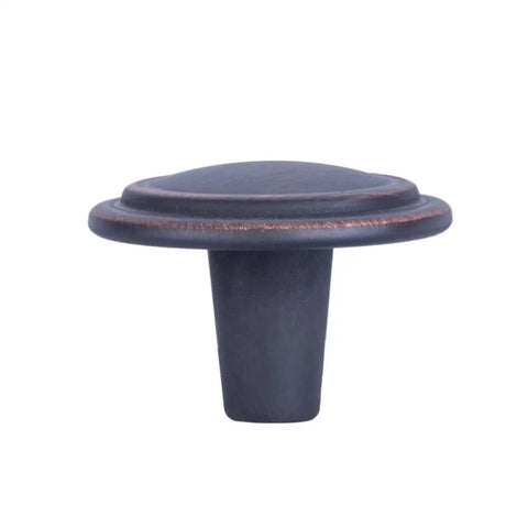 Oil Rubbed Bronze Cabinet Knobs 1.25 Inch Diameter, Straight Top Ring Style, 10 Pack With Mounting Screws For Easy Install, Classic Rustic Hardware For Kitchen Cabinets And Drawers