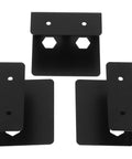 Under Desk Laptop And Keyboard Holder With Thick Protective Pads Badass Metal Hanging Bracket For Tablets Slick Cable Wrangler Zero Clutter Office Setup Real Smooth Workflow Black three-piece set metal brackets on white background.