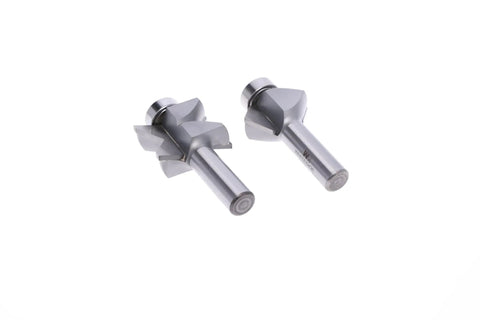 Carbide Edge Banding Router Bit Set with 1-1/2 Inch Diameter, 3/4 Inch Cutting Length, 1/2 Inch Shank showing detailing of shape and size