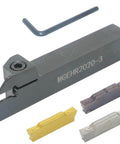 Heavy Duty CNC Lathe Grooving Tool Holder With Three MGMN300 Carbide Blades 0.787 Inch MGEHR2020 3 with wrench and blades