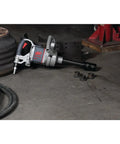 Pro Level One Inch Drive Air Impact Wrench with extended anvil, durable steel build, designed for heavy garage tasks.