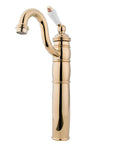 Vessel Sink Faucet Polished Brass, No-Fuss Single-Handle Deck Mount, 1-Hole Install, shown with a 180-Degree Swing