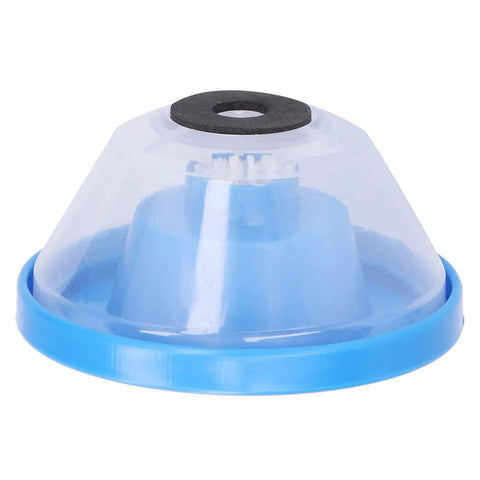 Heavy Duty Electric Drill Dust Collector With Large Capacity Bowl Design For 4mm And 10mm Drills showing transparent adjustable bowl with blue base.