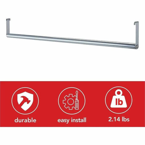 Heavy Duty Chrome Wire Shelving Garment Hanger Bar Hella Secure Mount Fits 48 Inch Wide Racks For Smooth Clothes Organization And Ultimate Office Setup Solutions