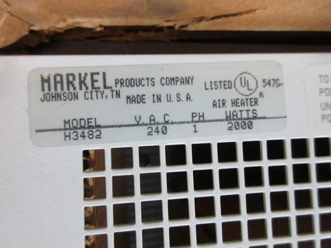 Heavy Duty Kick Butt Air Heater 240 Volt 2000 Watt model label with specifications for industrial use.
