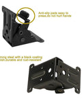 Heavy Duty Folding Hinges 4 Pack Self Locking Steel Brackets With Mounting Screws For Table Legs Bed Frames And Garage Workbench Renovations For Home Builds That Are Built Like A Tank, showing steel hinge with anti-slip pad.
