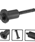 Carbon Steel Barn Door Track Stopper Kit With Sliding Door Guides And Wall Spacers Easy To Install For DIY Projects Heavy Duty Hardware For Smooth Operation No Fuss Setup in black, showing the stopper component with screw.