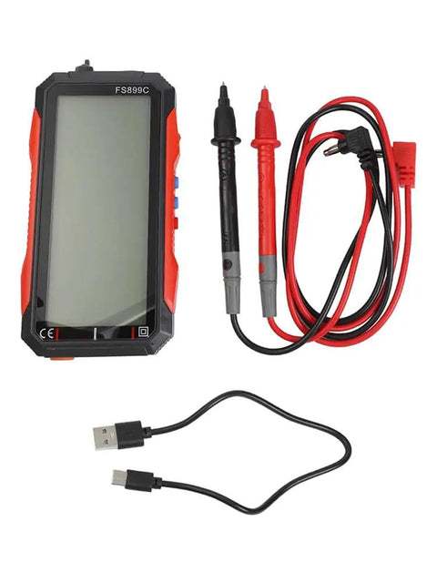 FS899L All In One Digital Multimeter with probes and charging cable for automotive, home, and industrial electrical use