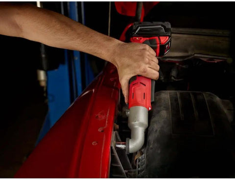 Heavy Duty Milwaukee M18 Compatible Two Speed Three Eighths Inch Right Angle Impact Wrench Bare Tool Built With A Slick Extended Paddle Switch And Killer Torque For Any Job Site Grind