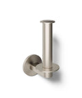 Vertical Toilet Paper Holder In Brushed Nickel Finish For Easy Refill And Modern Bathroom Coordination Part Of Components Collection With Durable Steel Mount And Slim Wall Post.