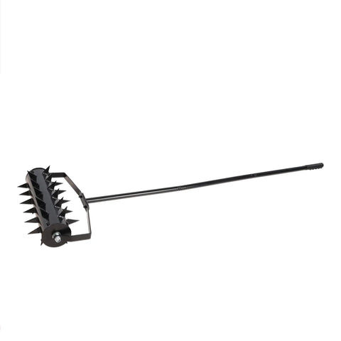 Manual Lawn Aerator Tool With Spiked Roller For Soil Aeration In Gardens And Yards, Durable Metal Construction, side view