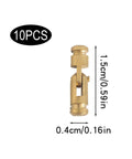 Brass Hidden Barrel Hinges Set For Cabinets And Furniture, shown with dimensions of 1.5cm height and 0.4cm width, set of 10.