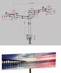 Straight Up Heavy Duty Triple Monitor Stand With 360 Degree Full Motion Arms for 10 to 24 Inch Screens mounted on a desk.