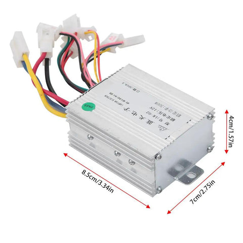 12V 500W DC Brushed Motor Speed Controller with aluminum casing, wiring connectors, and compact design for electric scooters.