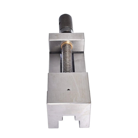 Top Shelf Screwless Mini Insert Toolmaker Vise For Milling And Drill Presses Hardened Steel Machinist Vice showing top view with screw mechanism.