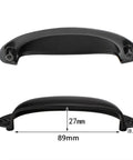 Front and side view of Ten Pack Vintage Farmhouse Style Matte Black Cup Pull Handles with 3.5 inch 89mm spacing.