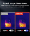 Comparison of thermal images using B10 Pro Grade Thermal Imaging Camera with 320 by 240 Super IR Resolution, Fusion 2MP Visual.