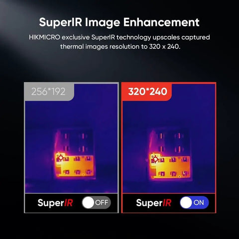 Comparison of thermal images using B10 Pro Grade Thermal Imaging Camera with 320 by 240 Super IR Resolution, Fusion 2MP Visual.