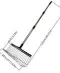 Rugged Heavy Duty Lawn Rake With Splicing Handle And 21 Tine Design For Effortless Debris Cleanup, dimensions shown