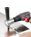 Double Head Metal Sheet Nibbler Cutter And Hole Saw Drill Attachment Workhorse used on steel sheet for quick clean cuts