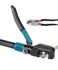 Premium Manual Hydraulic Crimping Tool With Solid Cast Iron Body And Eight Replaceable Dies For Various Wire Gauges Including 4 6 10 16 25 35 50 And 70 MM, with ergonomic handle.